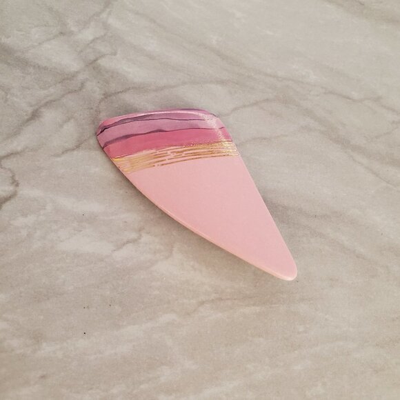 Vintage Jewelry - 💕 Vintage 1980s 80s Pink Purple Gold Clay Pin Brooch 💕